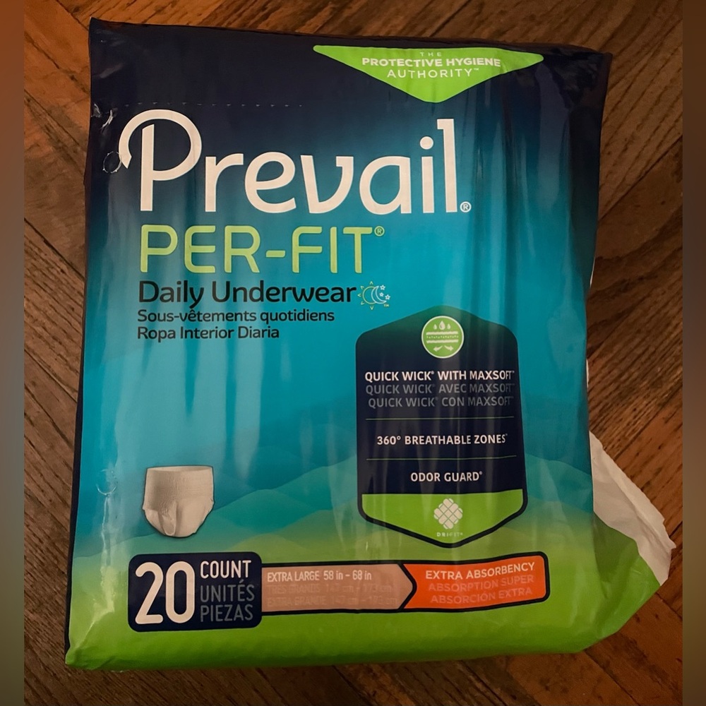 NWT Prevail Per-Fit Daily Underwear XL 20 Count White